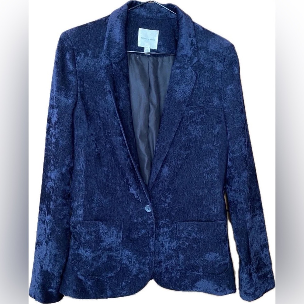 Silence + Noise Textured Midnight Blue Blazer